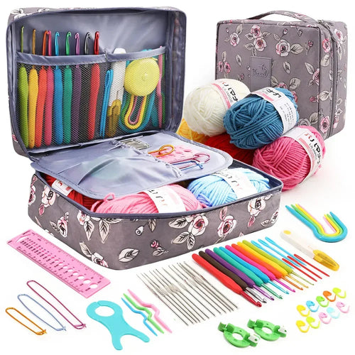 FELE 59Pcs/Set Portable Crochet Knitting Set DIY Beginner Crochet Hook