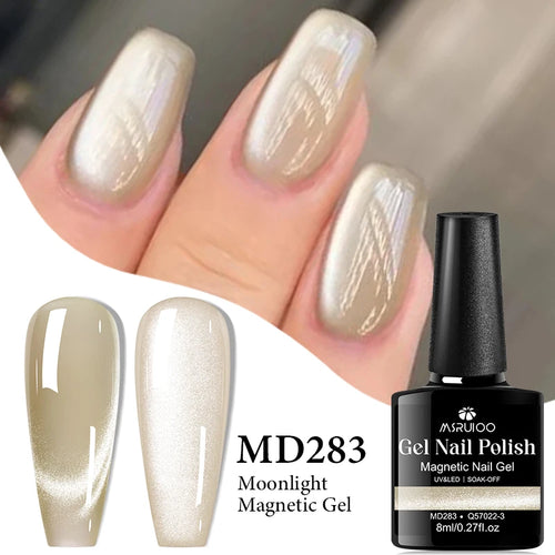 MSRUIOO 8ml Moonlight Cat Magnetic Nail Gel Polish Glitter Pink Silver