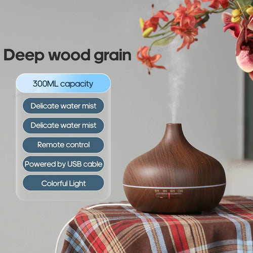 Wood Grain Aromatherapy Diffuser USB Humidifier Desktop Air Purifier