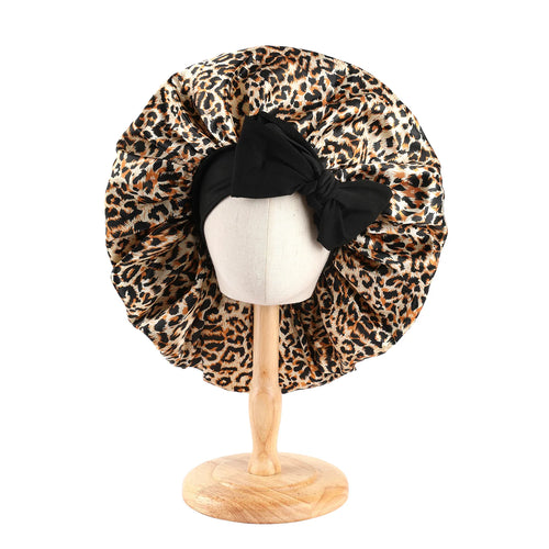 New Women Large Satin Bonnet Silky Night Sleeping Cap with Stretchy