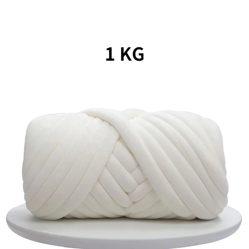 1KG 1000G Super Velvet Chunky Yarn Thick Bulky Giant Thread White Bag