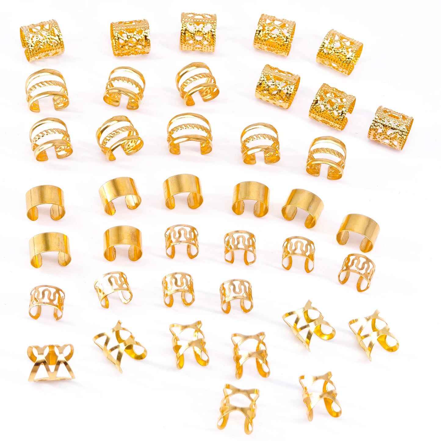 40PCS/Set Elegant Hollow Out Hair Rings With Different Patterns For
