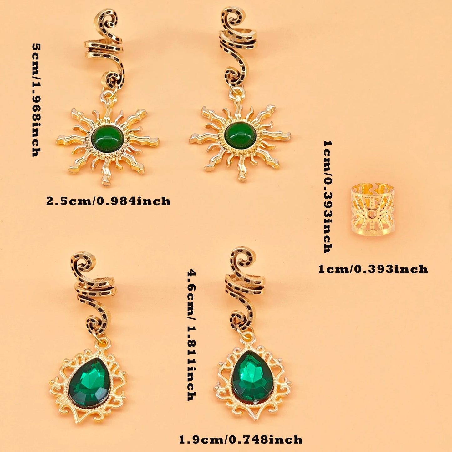 14PCS Sun Pattern Alloy Filigree Inlaid Rhinestone Teardrop Pendant