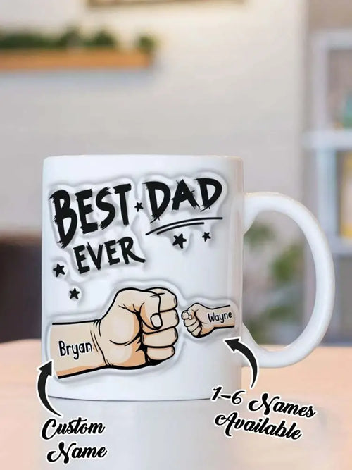 Personalized Dad Mug for Father's Day Custom Name Coffee Cup with 3D