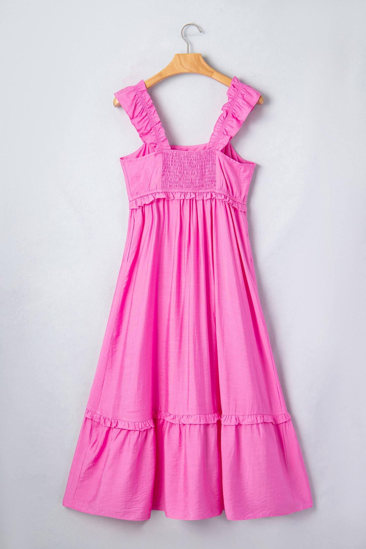 Solid Ruffle High Waist Sleeveless Maxi Dress
