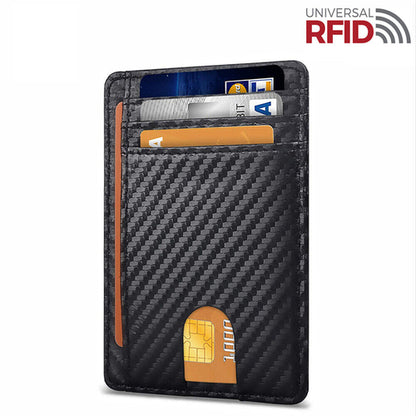 Mens Leather Slim Wallet Credit Card Holder RFID Blocking Pocket ID