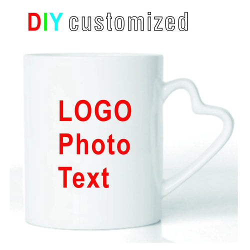DIY Customized 350ML 12oz Ceramic Mug Heart Handle Type Personalized