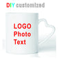 DIY Customized 350ML 12oz Ceramic Mug Heart Handle Type Personalized