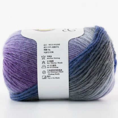 100% Wool Yarn Rainbow Color for Hand Knitting Crochet Plush Thickness