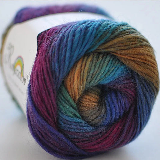 100% Wool Yarn Rainbow Color for Hand Knitting Crochet Plush Thickness