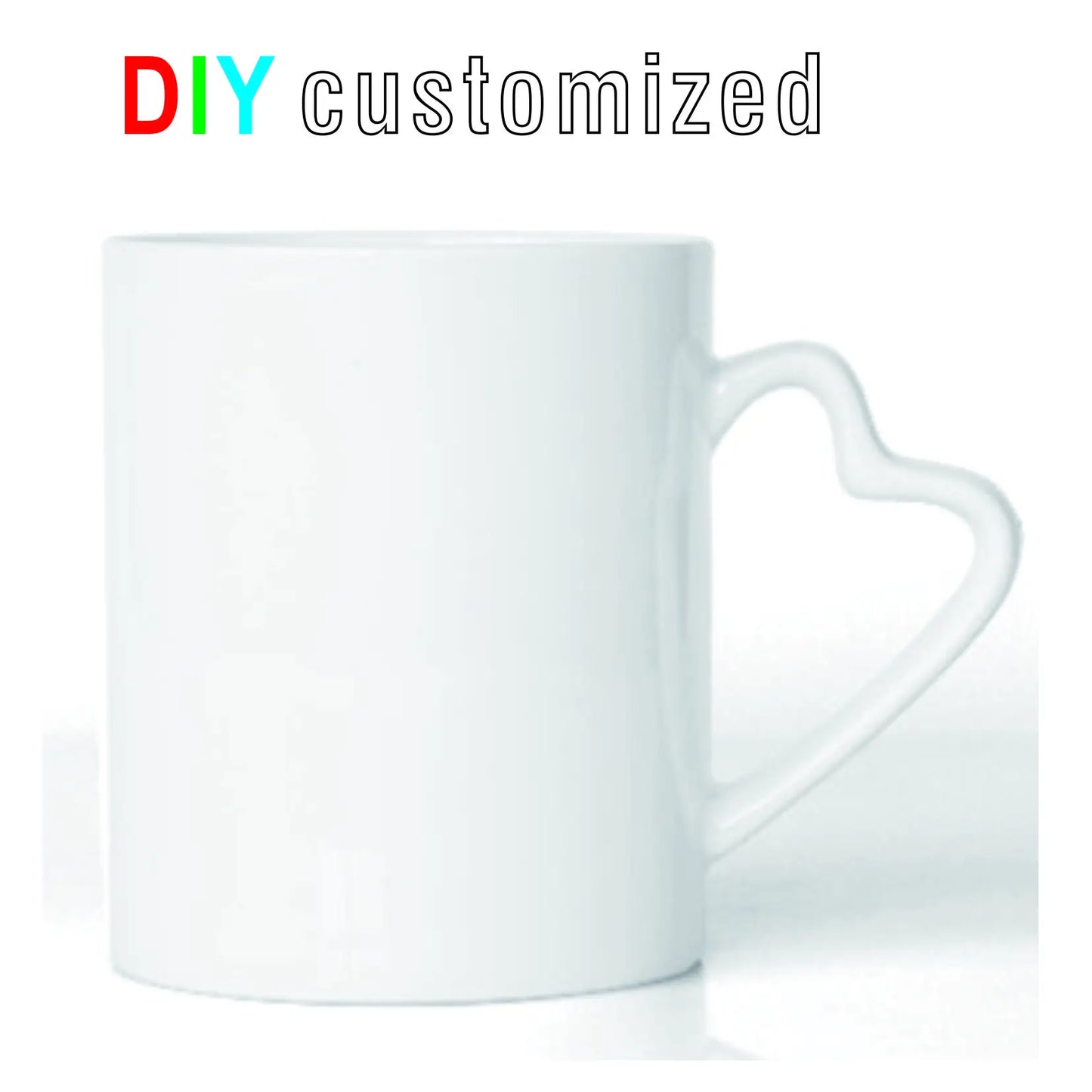 DIY Customized 350ML 12oz Ceramic Mug Heart Handle Type Personalized