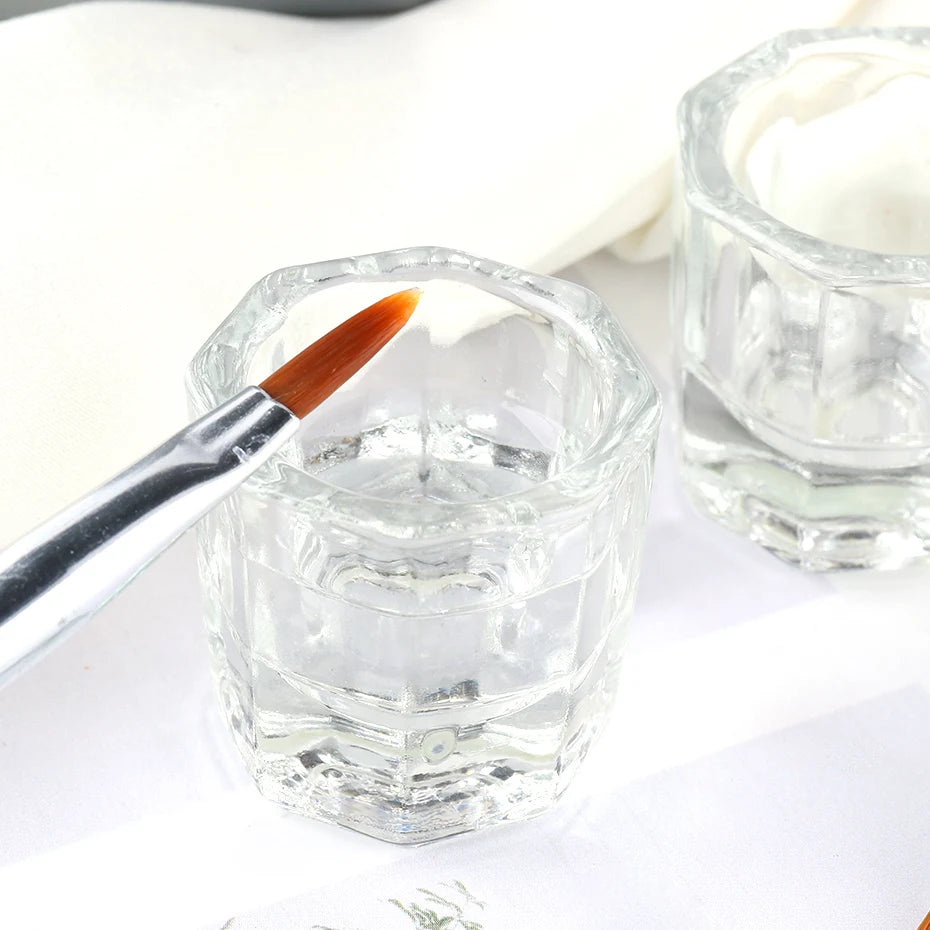 1pcs Nail Crystal Glass Nail Cup Acrylic Liquid Dappen Dish Clear Bowl