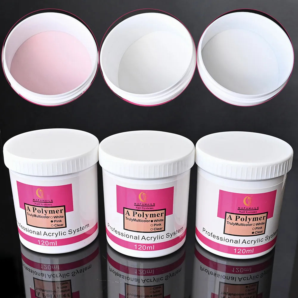 120G Nail Acrylic Powder Clear Pink White Carving Crystal Polymer
