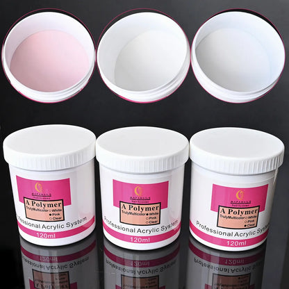 120G Nail Acrylic Powder Clear Pink White Carving Crystal Polymer