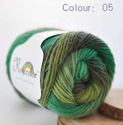 100% Wool Yarn Rainbow Color for Hand Knitting Crochet Plush Thickness