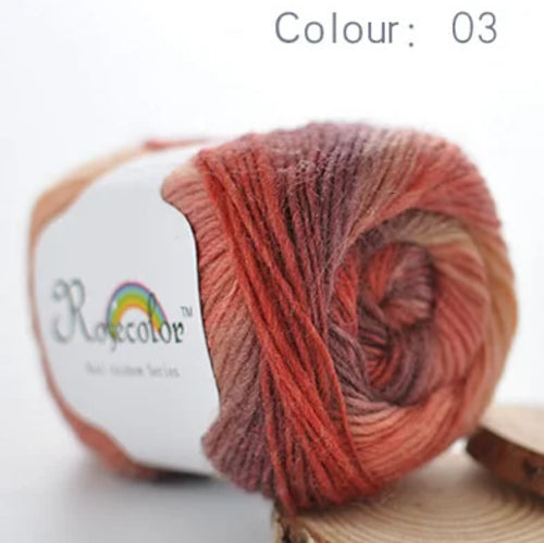100% Wool Yarn Rainbow Color for Hand Knitting Crochet Plush Thickness