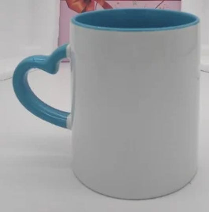 DIY Customized 350ML 12oz Ceramic Mug Heart Handle Type Personalized