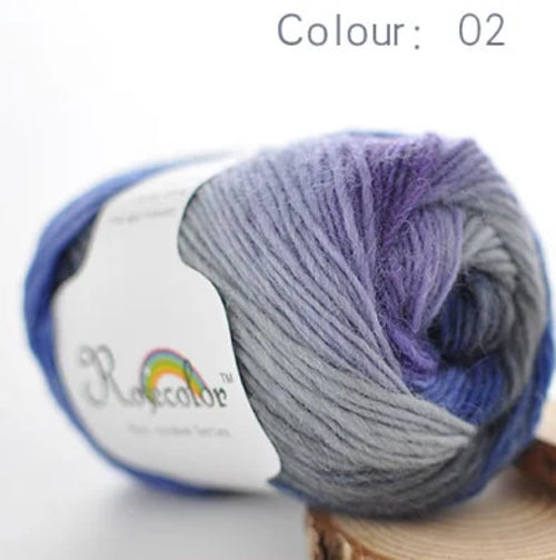 100% Wool Yarn Rainbow Color for Hand Knitting Crochet Plush Thickness