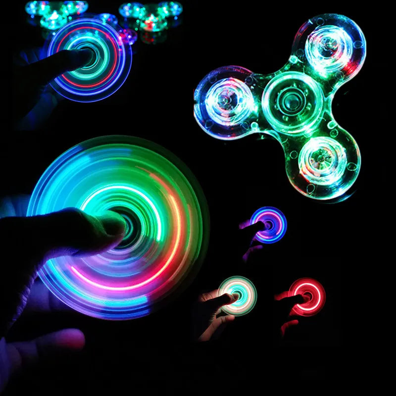 Luminous LED light Fidget Spinner Hand Top Spinners Glow in Dark Light