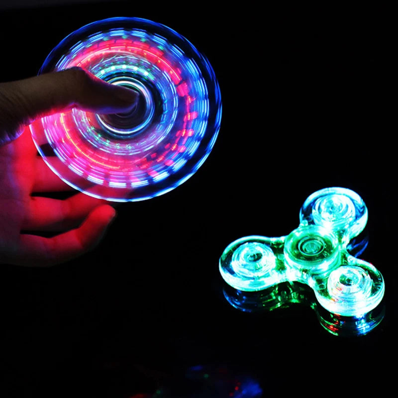 Luminous LED light Fidget Spinner Hand Top Spinners Glow in Dark Light