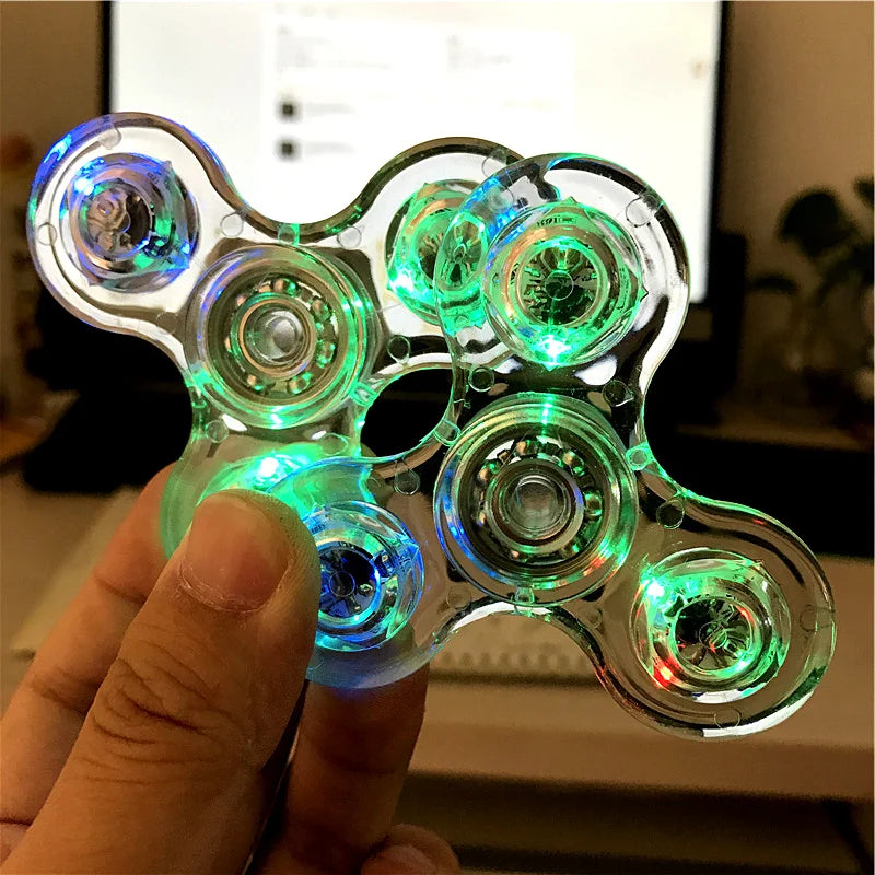 Luminous LED light Fidget Spinner Hand Top Spinners Glow in Dark Light