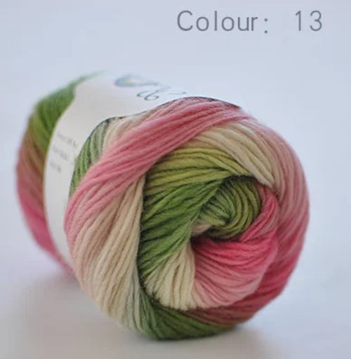 100% Wool Yarn Rainbow Color for Hand Knitting Crochet Plush Thickness