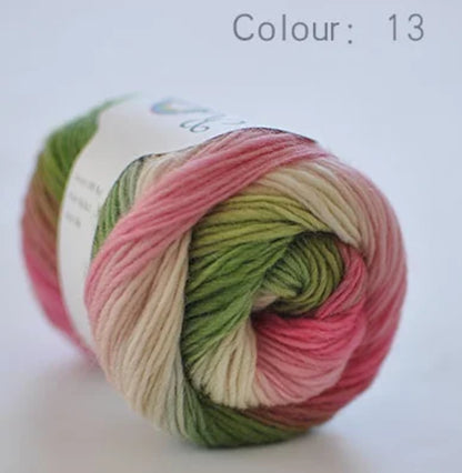 100% Wool Yarn Rainbow Color for Hand Knitting Crochet Plush Thickness