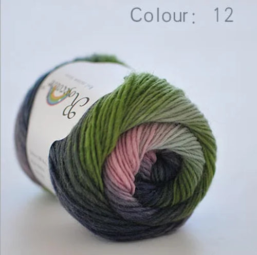 100% Wool Yarn Rainbow Color for Hand Knitting Crochet Plush Thickness
