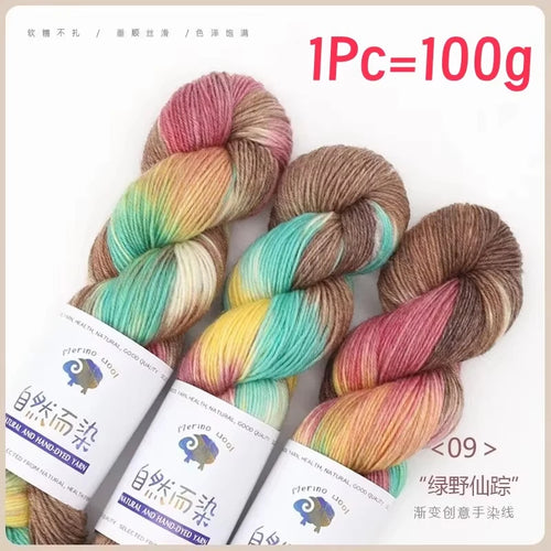 1Pc 100g/roll Merino Wool Yarn Handmade Dyed Wool Yarn Soft Sweater