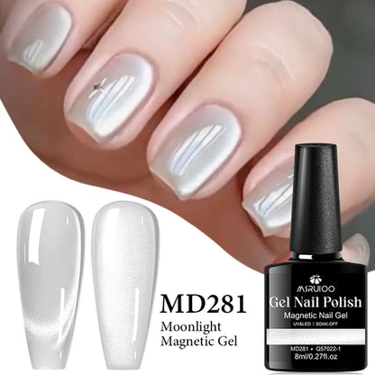 MSRUIOO 8ml Moonlight Cat Magnetic Nail Gel Polish Glitter Pink Silver
