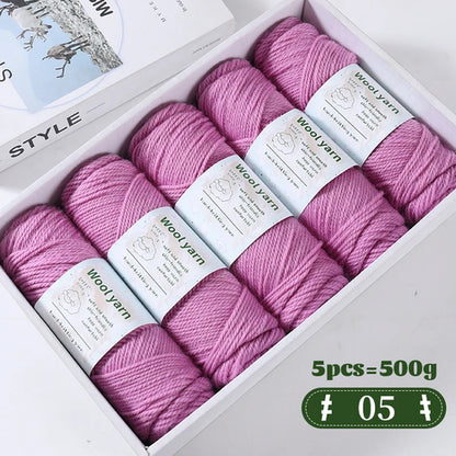 500g Gradient Dyed Rainbow Alpaca Wool Yarn, Thick Yarn for Hand