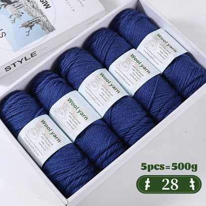 500g Gradient Dyed Rainbow Alpaca Wool Yarn, Thick Yarn for Hand