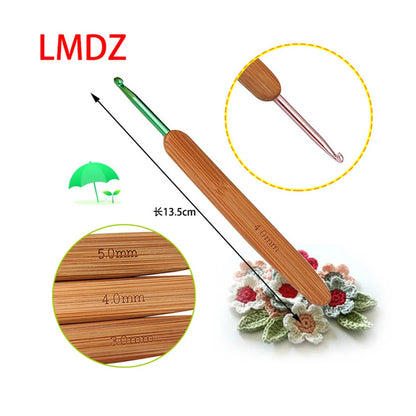 9Pcs Bamboo Crochet Hooks Set Lace Crochet Needles 2.0mm 6.0mm