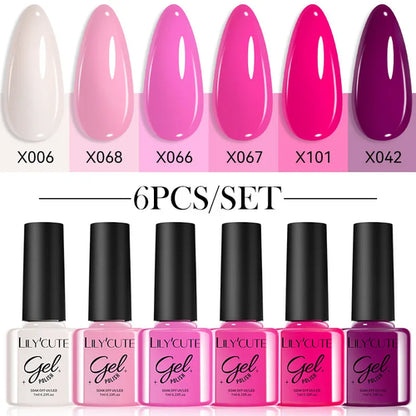 LILYCUTE 6Pcs/set 7ml Coffee Series Gel Nail Polish Kit 125 Colors