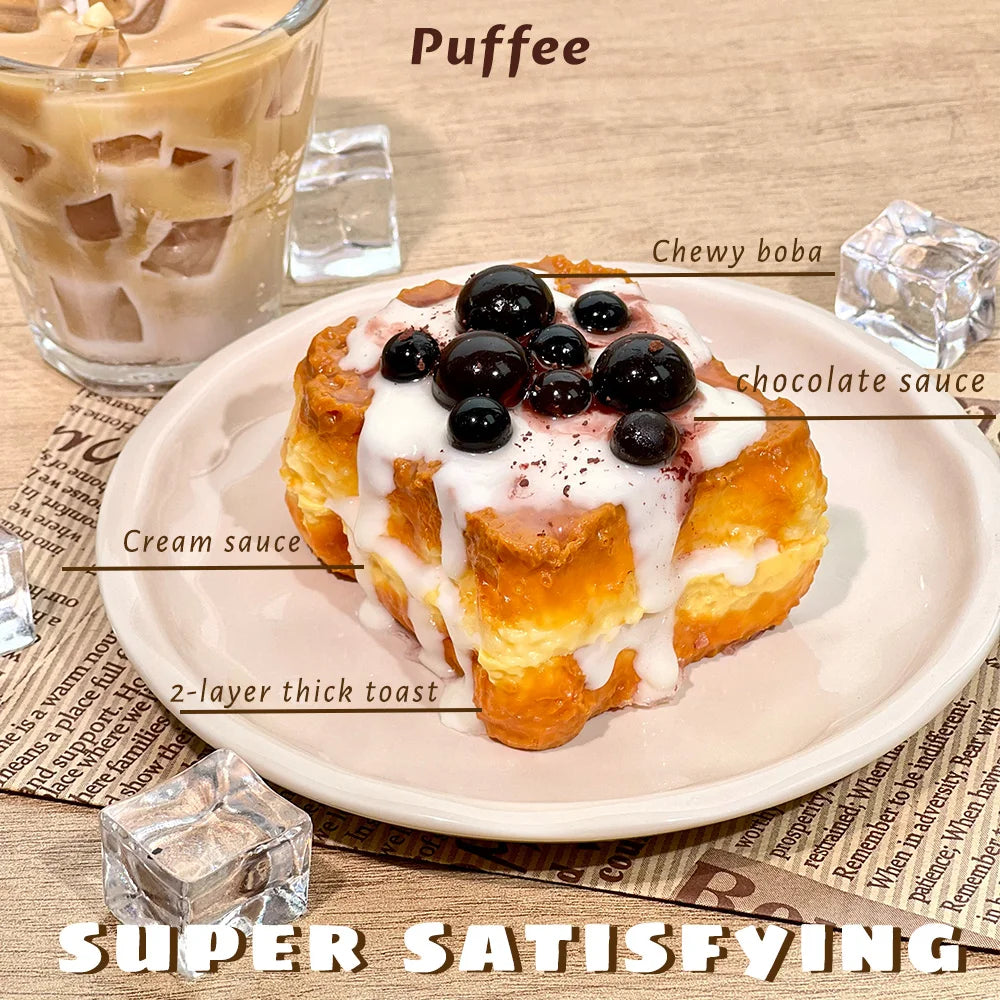 Boba Toast Food-grade Silicone Squishy Toy, Handmade Taba Squishy,