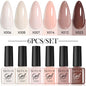 LILYCUTE 6Pcs/set 7ml Coffee Series Gel Nail Polish Kit 125 Colors