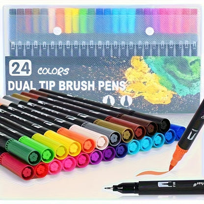Vibrant Double-Ended Watercolor Markers – Art Set for Drawing