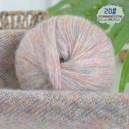 250g Large Bag of Colorful Glittery Wool Mohair Yarn, DIY Materials