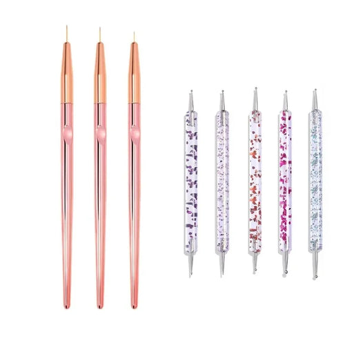 5/20Pcs Nail Art Brush Design Tip Painting Drawing Carving Dotting Pen
