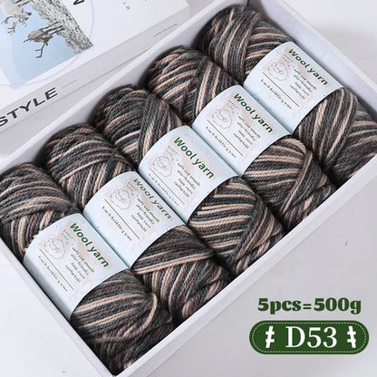500g Gradient Dyed Rainbow Alpaca Wool Yarn, Thick Yarn for Hand