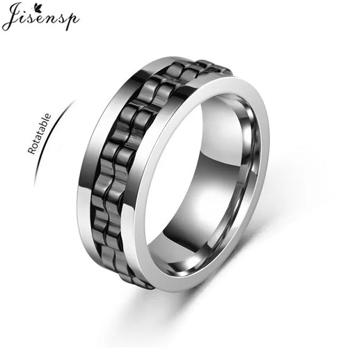 Anti Stress Rotatable Gear Chain Stainless Steel Ring for Men Punk
