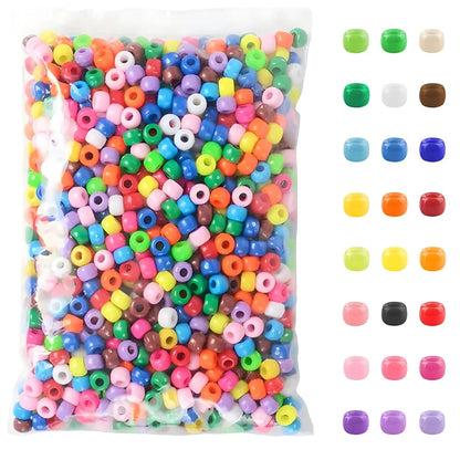 500pcs Pony Candy Colorful Plastic Beads For Jewelry Making DIY Hair