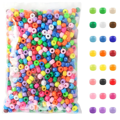 500pcs Pony Candy Colorful Plastic Beads For Jewelry Making DIY Hair