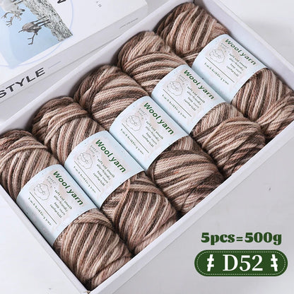 500g Gradient Dyed Rainbow Alpaca Wool Yarn, Thick Yarn for Hand