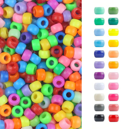 100/200/400pcs 6x9mm Solid Color Large Hole Pony Beads DIY Jewelry
