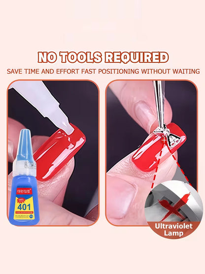 1/2/5 pieces of Super Fast Adhesive 401 Nail Tip Glue - a must-have