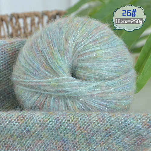 250g Large Bag of Colorful Glittery Wool Mohair Yarn, DIY Materials