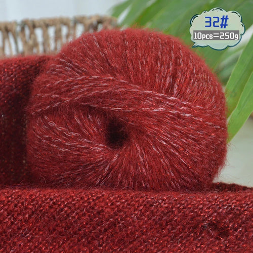 250g Large Bag of Colorful Glittery Wool Mohair Yarn, DIY Materials