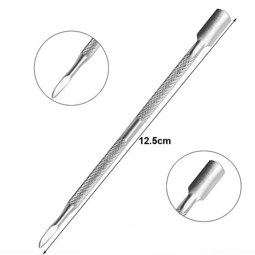 Double-ended Stainless Steel Cuticle Pusher Dead Skin Push Remover For