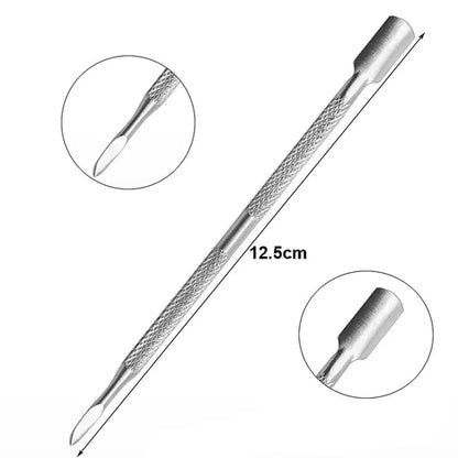 Double-ended Stainless Steel Cuticle Pusher Dead Skin Push Remover For